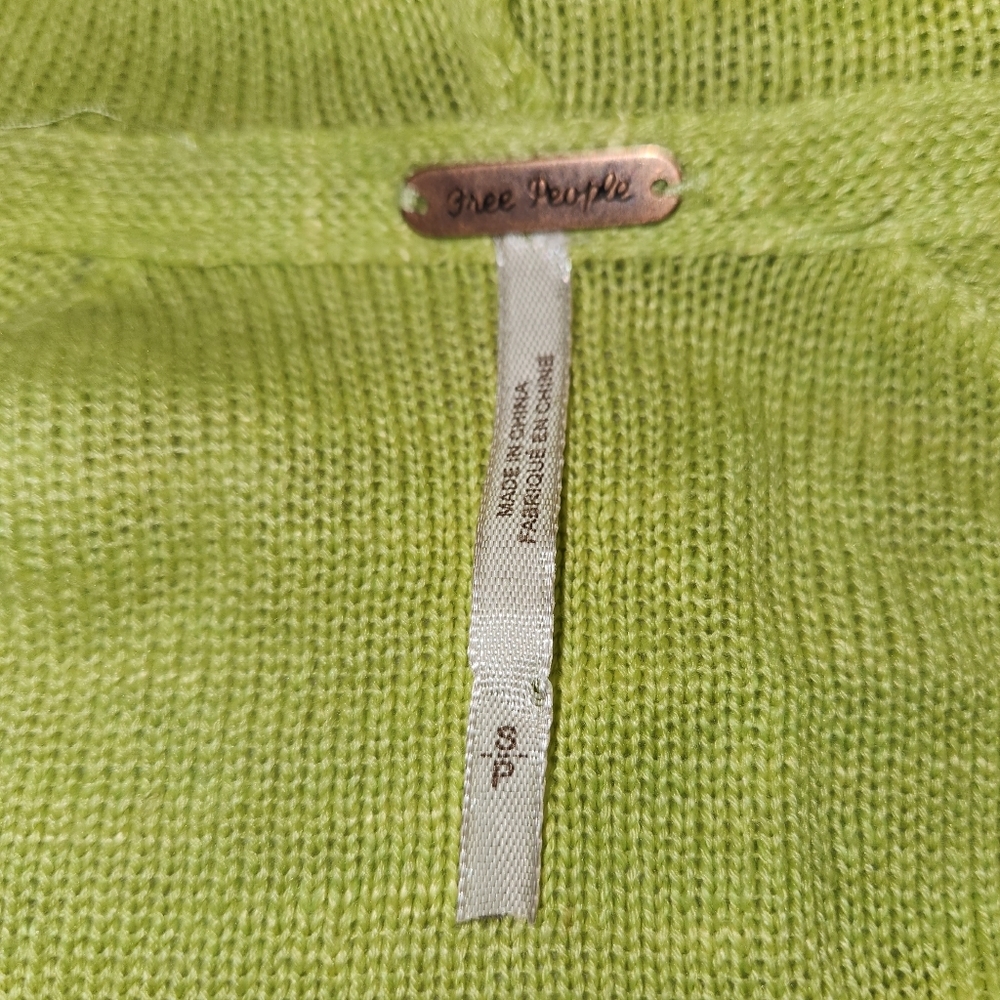 FREE PEOPLE Optimistic Tie Hem Oversized hooded Lined Blend V-Neck,Green, size S - Picture 6 of 10